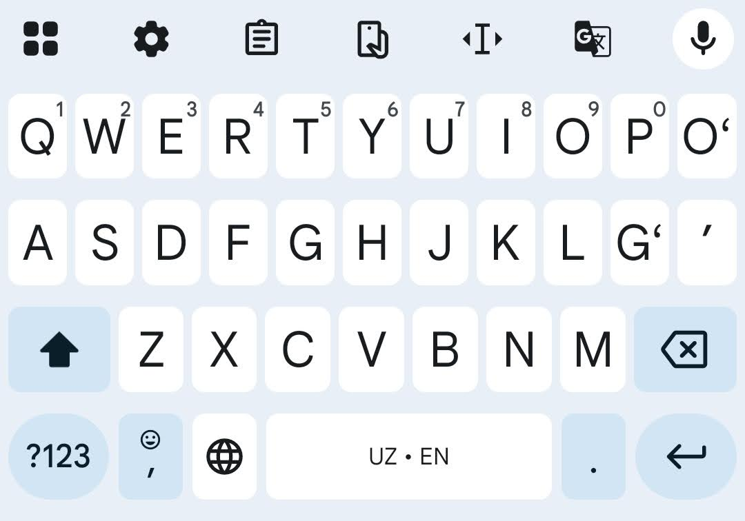 GBoard klaviaturasi skrinshoti